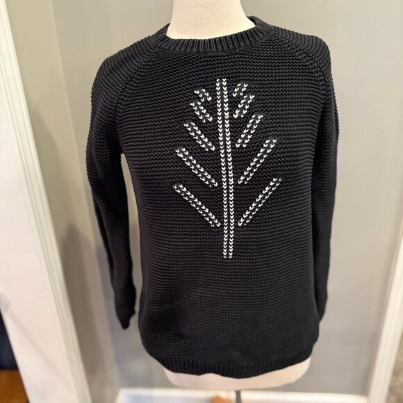 Woolrich Knit Sweater Crewneck Tree Black Sz Med Christmas Cabincore Apres Ski - Picture 3 of 13